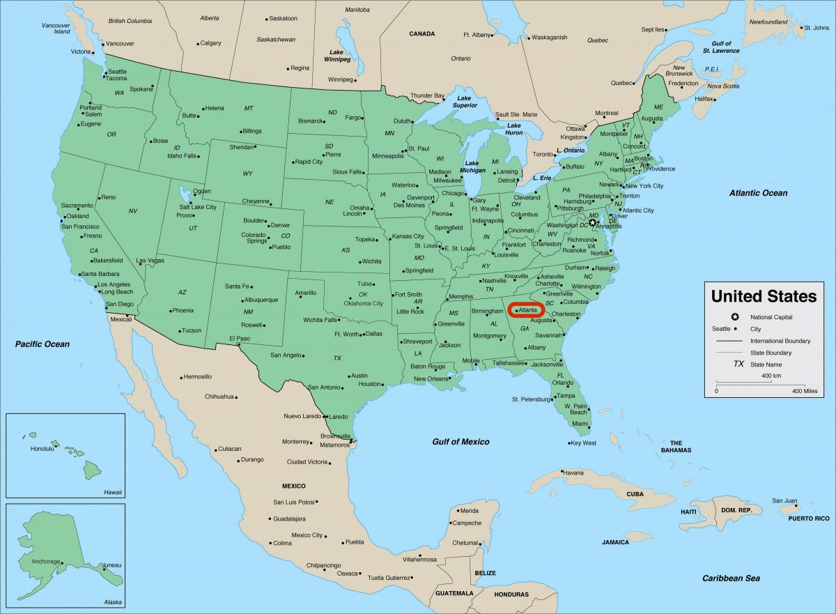 Ville de Atlanta sur la carte de Georgia - USA