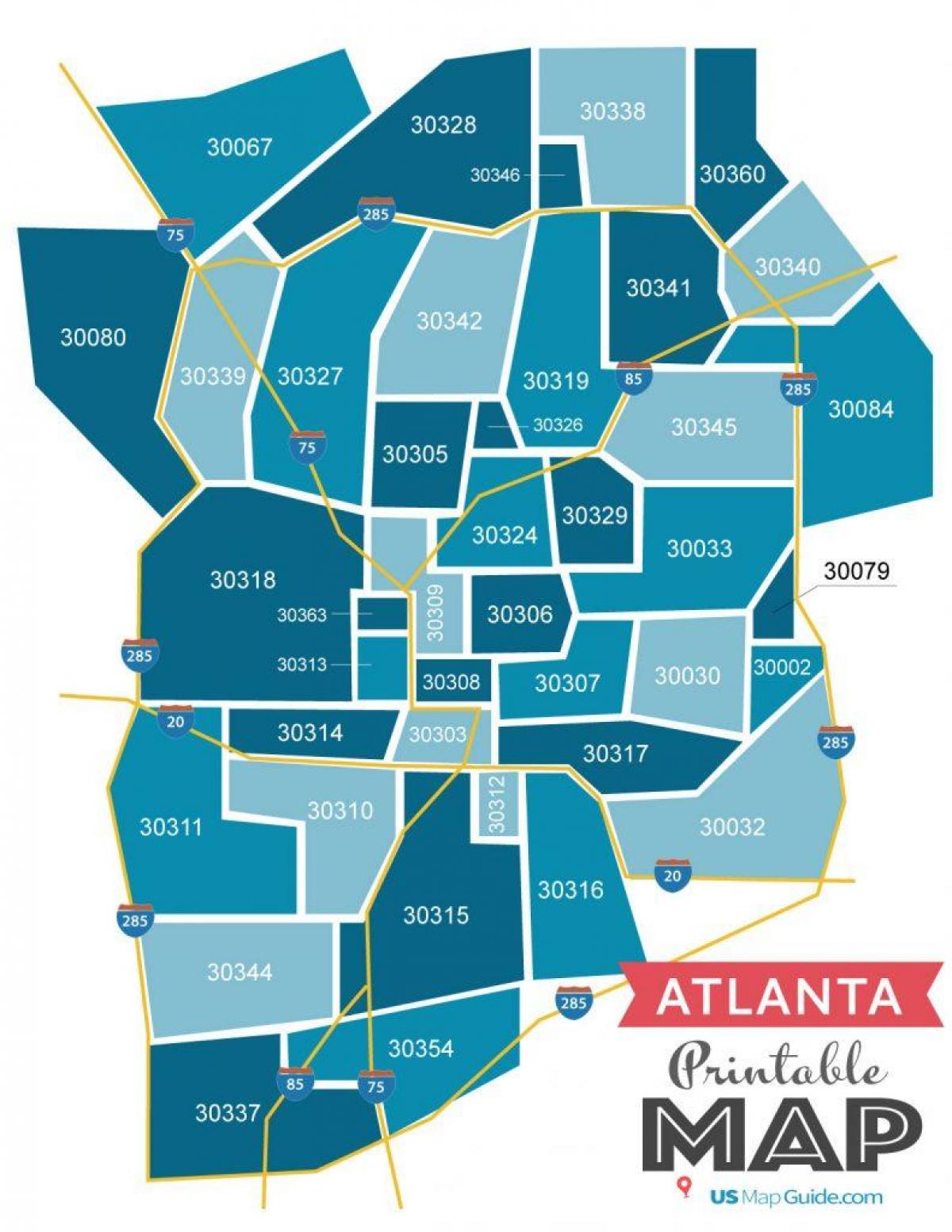 Plan des codes postaux de Atlanta